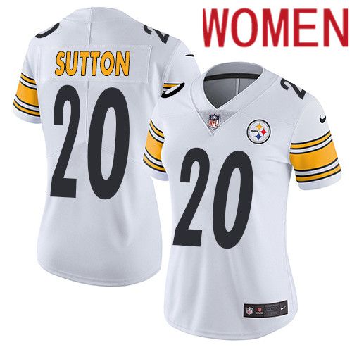 Women Pittsburgh Steelers #20 Cameron Sutton Nike White Vapor Limited NFL Jersey->women nfl jersey->Women Jersey
